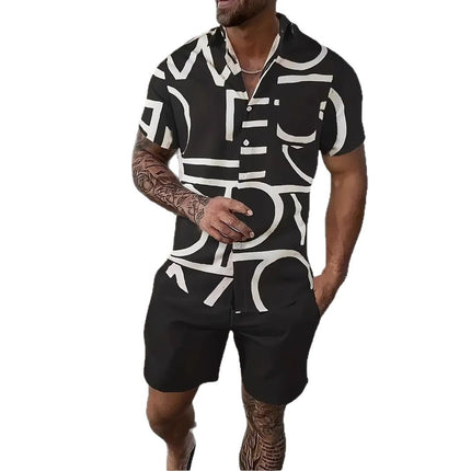 Fashion Men's Hawaii 3D Printed Short Sleeve Suit