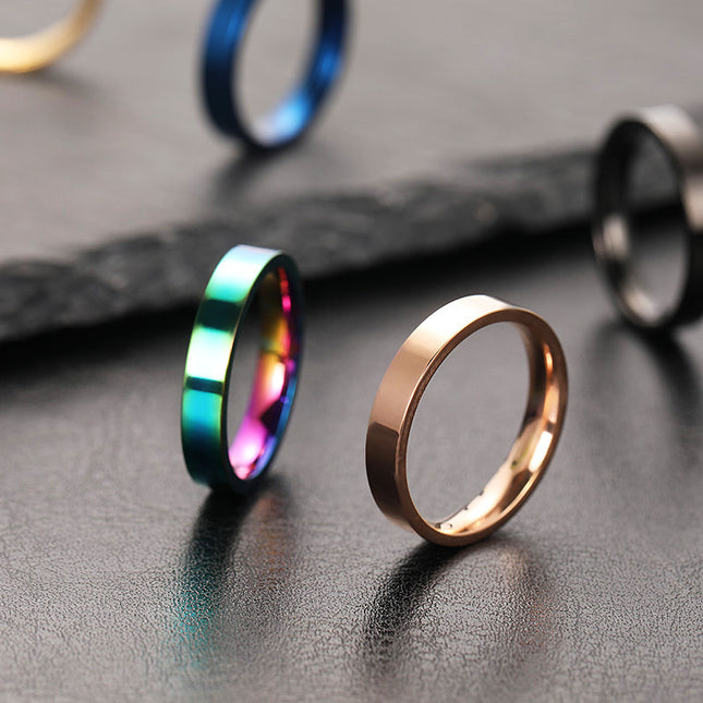 Non-fading Special-interest Design 4mm Bright Surface Simple Bracelet Stainless Steel Ornament Couple Ring