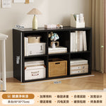 Bibliothèque eprolo noire avec rangements au sol, étagères en grille pour chambre ou bureau, meuble de rangement pratique