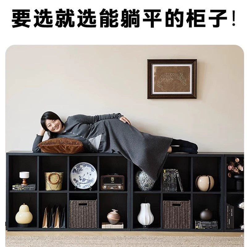 Bibliothèque noire eprolo avec étagères en grille, rangement sur pied, idéale pour chambre ou espace de vie.
