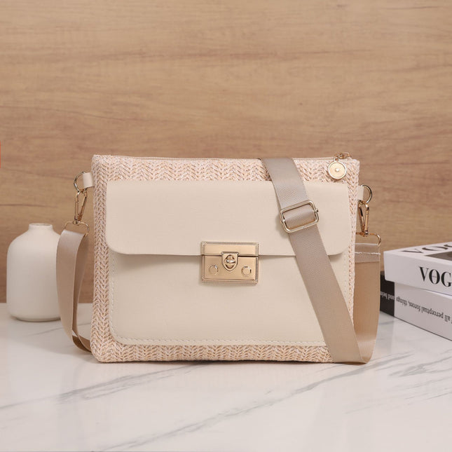 Straw Shoulder Bag Solid Color Crossbody