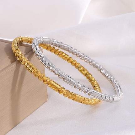 Stainless Steel Bamboo Round Beads Bracelet