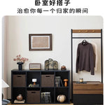 Bibliothèque noire eprolo avec étagères en grille, meuble de rangement au sol pour chambre ou salon.
