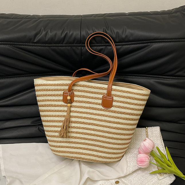 Woven Contrast Color Minimalist Large Capacity Women's Bag