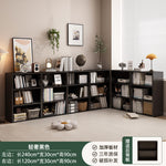 Bibliothèque noire eprolo avec étagères en grille, meuble de rangement au sol pour chambre ou salon avec portes et espace de stockage