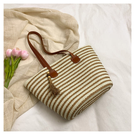 Woven Contrast Color Minimalist Large Capacity Women's Bag