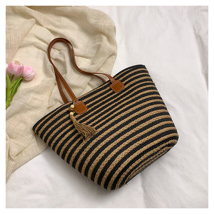 Woven Contrast Color Minimalist Large Capacity Women's Bag
