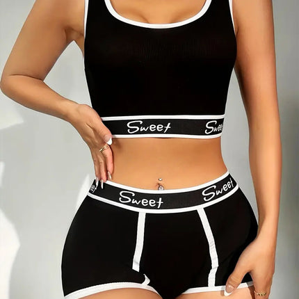 Workout Underwear Cotton Wide-brimmed Letters Sports Underwear Suit