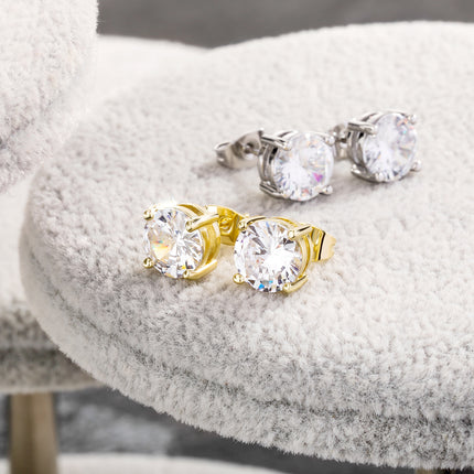 Gold-plated Micro-inlaid Round Zircon Ear Studs Earrings