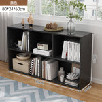 Bibliothèque eprolo noire avec étagères et compartiments de rangement, idéale pour chambre ou salon, en bois robuste et moderne