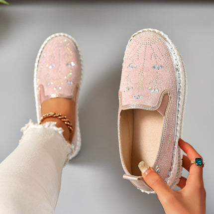Casual Sneakers Slip-on Rhinestone Platform Thick Bottom Shoes