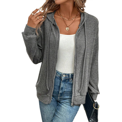 Women's Solid Color Hoodie Simple Versatile Slim Fit