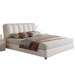 Lit double moderne pour petit appartement, cadre en bois solide, rangement intégré, matelas rembourré, style épuré, par eprolo.