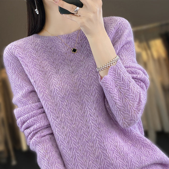 Heavy Industry Round Neck Sweater Hollow Out Loose Pullover Women
