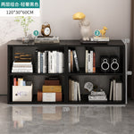 Bibliothèque eprolo noire avec rangement à grille, meuble de sol pour chambre ou salon, espace de stockage pratique.