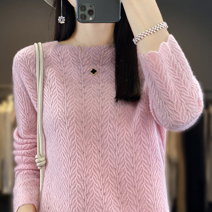 Heavy Industry Round Neck Sweater Hollow Out Loose Pullover Women
