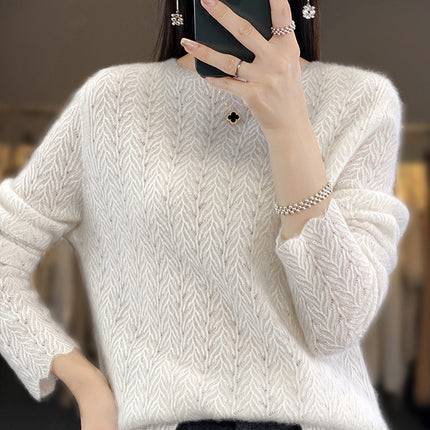 Heavy Industry Round Neck Sweater Hollow Out Loose Pullover Women