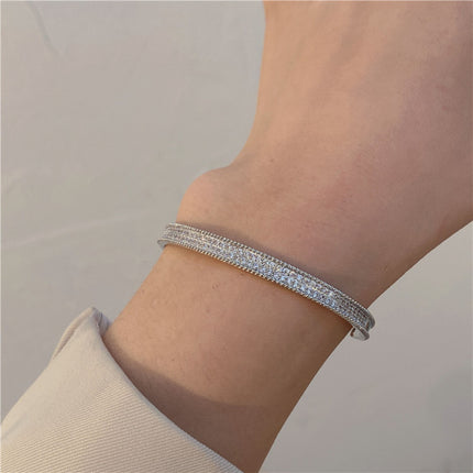 Light Luxury High-grade Exquisite Two-color Full Diamond Fine Bracelet