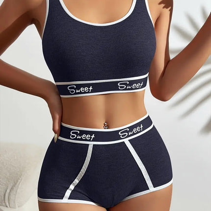 Workout Underwear Cotton Wide-brimmed Letters Sports Underwear Suit