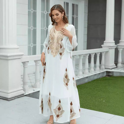 Muslim Embroidery Mesh Dress