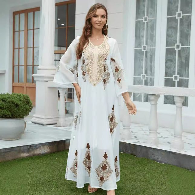 Muslim Embroidery Mesh Dress