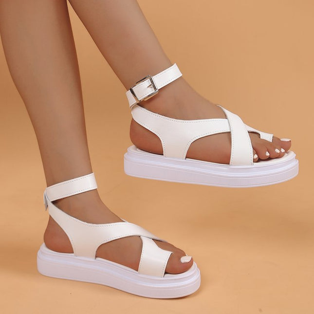 Women's Thick-soled Casual Roman-style Outer Lace Loop-foot Buckle Sandals