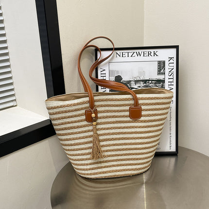 Woven Contrast Color Minimalist Large Capacity Women's Bag