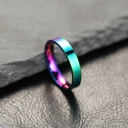 Non-fading Special-interest Design 4mm Bright Surface Simple Bracelet Stainless Steel Ornament Couple Ring