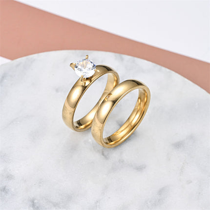 Fashionable Elegant Stainless Steel Non-fading Titanium Steel Couple Rings