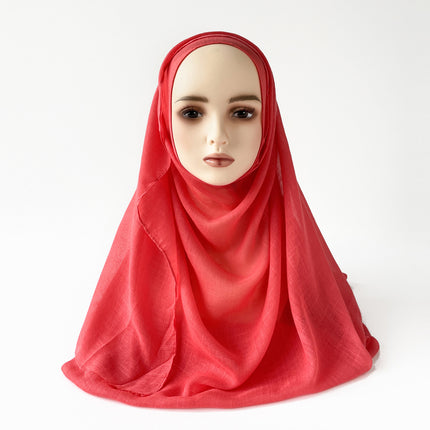Muslim Kerchief Slub Cotton Scarf Tassel