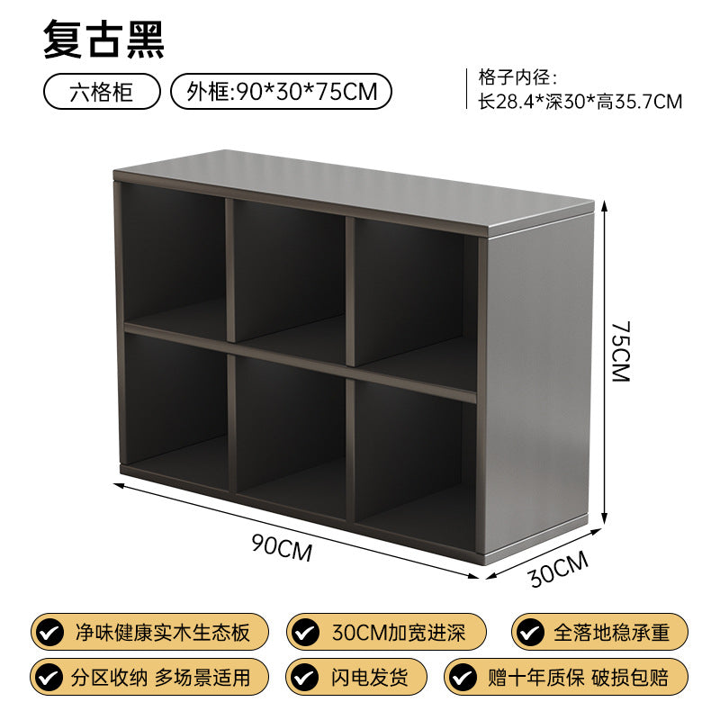 Bibliothèque eprolo noire avec étagères en grille pour rangement au sol ou à fixer au mur, idéale pour chambre ou salon.