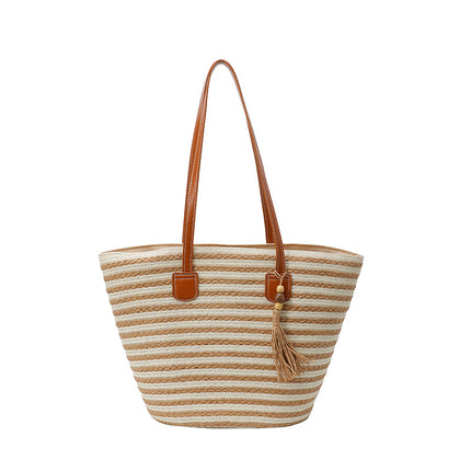 Woven Contrast Color Minimalist Large Capacity Women's Bag