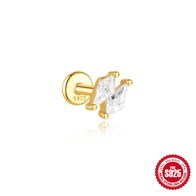 S925 Sterling Silver Shiny Diamond-encrusted Opal Zircon Earrings