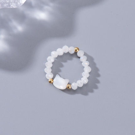 Couple Couple Rings Free Size Sweet Cute Cat Ring Black And White Cat Head Index Finger Ring