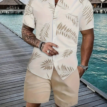Fashion Men's Hawaii 3D Printed Short Sleeve Suit