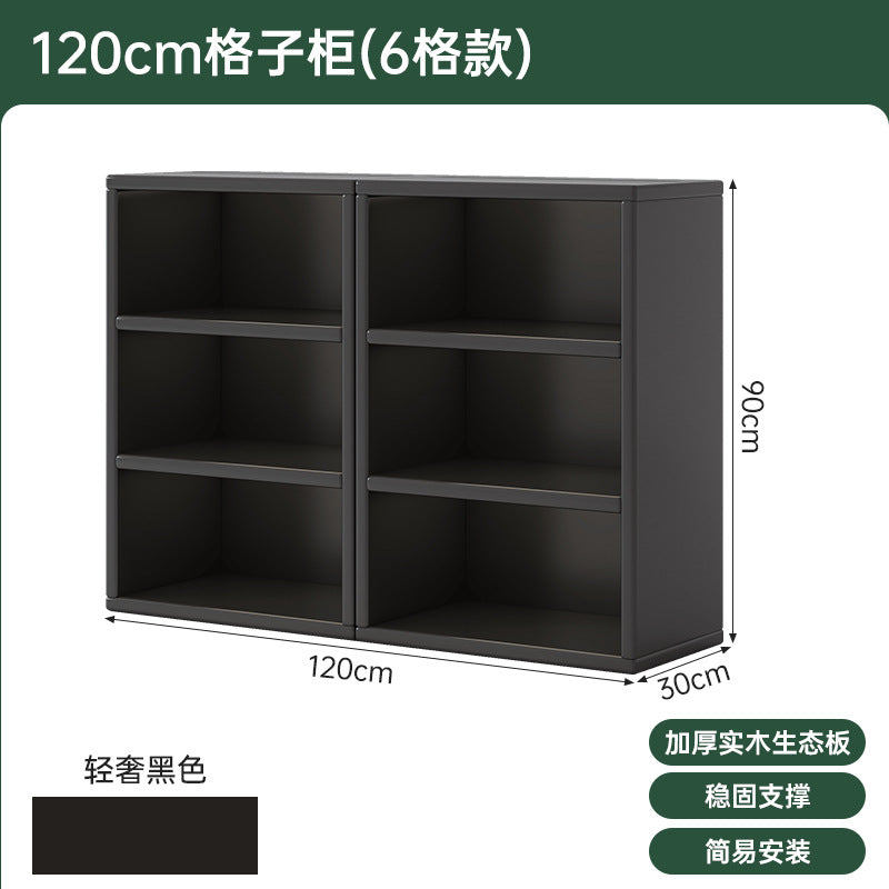 Bibliothèque noire eprolo avec rangement, meuble sur pied avec grille murale pour chambre ou salon, espace de stockage pratique