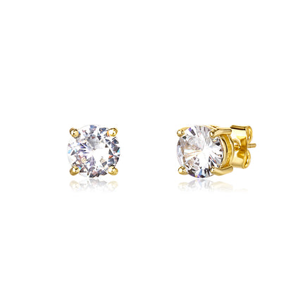 Gold-plated Micro-inlaid Round Zircon Ear Studs Earrings