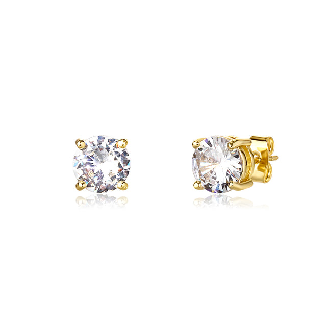 Gold-plated Micro-inlaid Round Zircon Ear Studs Earrings