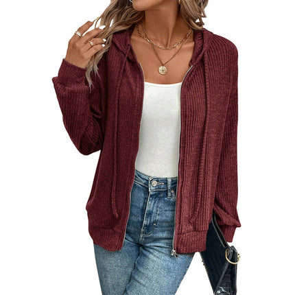 Women's Solid Color Hoodie Simple Versatile Slim Fit