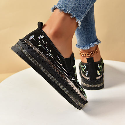 Casual Sneakers Slip-on Rhinestone Platform Thick Bottom Shoes