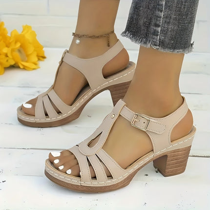 Women's Summer New Solid Color High Heel Sandals