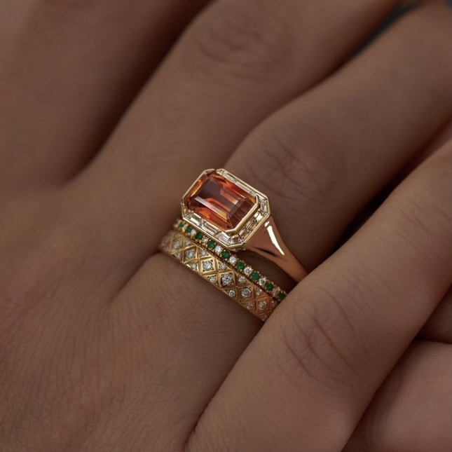 Gold Three-piece Ring Set Retro Women's Suit Ornament