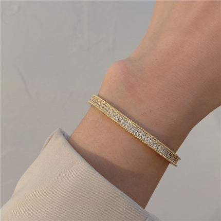 Light Luxury High-grade Exquisite Two-color Full Diamond Fine Bracelet