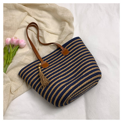Woven Contrast Color Minimalist Large Capacity Women's Bag