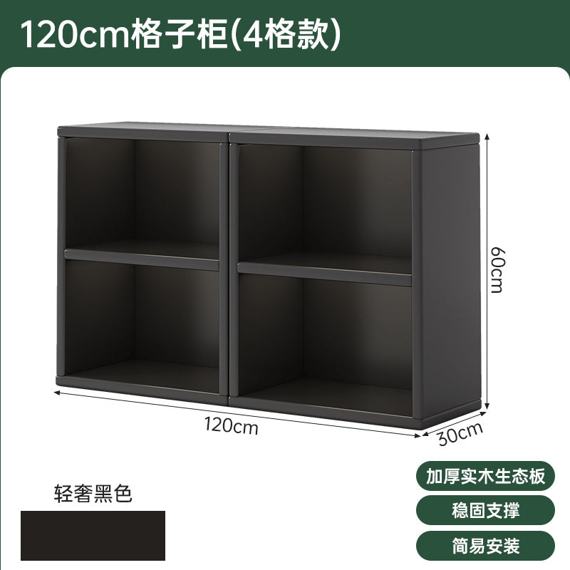 Bibliothèque eprolo noire en bois avec étagères modulables pour rangement au sol ou au mur, idéale pour chambre ou salon.