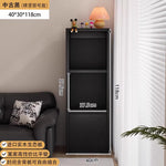 Bibliothèque noire eprolo avec étagères en grille pour rangement au sol, idéale pour chambre ou espace de vie.