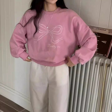 Women's Embroidered Bow Pullover Sweater