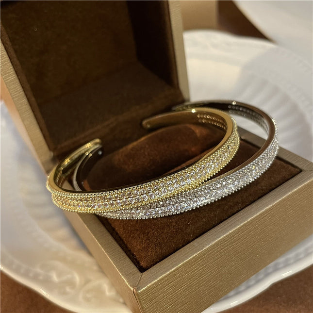 Light Luxury High-grade Exquisite Two-color Full Diamond Fine Bracelet