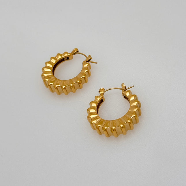 18K Real Gold Plated Titanium Steel Vintage Retro Gear Dancer Simple Earrings