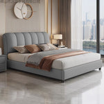 Lit double moderne en bois massif avec rangement, style élégant, pour petit appartement ou chambre principale, marque eprolo.